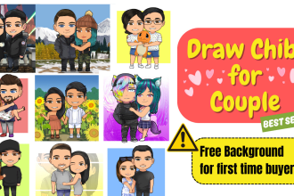 make illustration for couple in chibi style