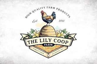 create business hand drawn vintage logo in custom illustration style