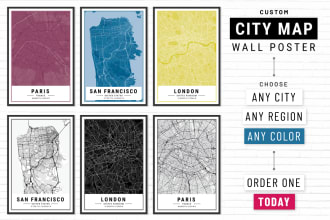 design a custom city map, wall poster, any city, any color