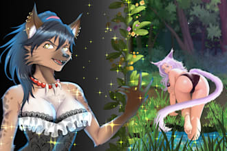draw nsfw furry or fursona character in anime style