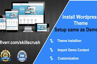 install wordpress theme and setup like a demo