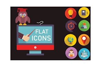Review  design flat icon set in adobe illustrator