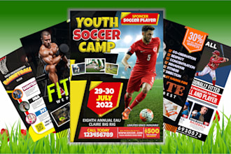 design sport, basketball, soccer, fitness, baseball, karate flyers