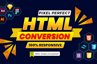 convert figma to html, xd to html, psd to html responsive bootstrap, tailwind