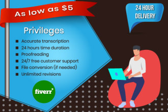 transcribe audio and do video transcription in 24 hours