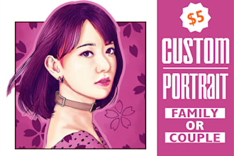 draw cartoon portrait, family, couple