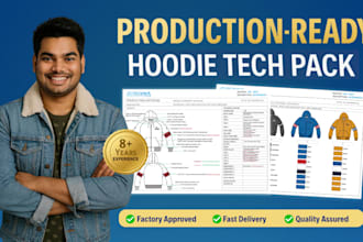 create professional hoodie tech packs for garment production