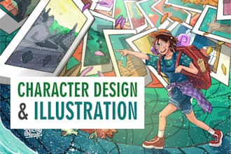 draw custom original character design and illustration