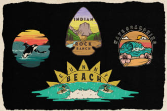 create vintage inspired illustration, badges and logo