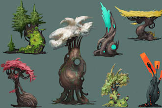make 2d concept art illustrations