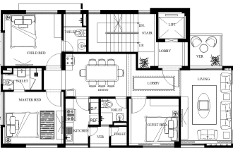 redraw 2d floor plan and architectural drawing in autocad