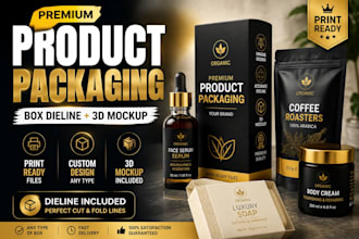 design product packaging and box dieline for printing