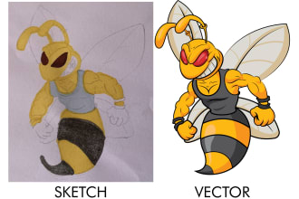 convert sketch to vector illustration, redraw logo or images