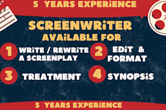 write an original horror, thriller feature or short film, tv pilot screenplay