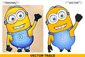 hand trace your logo, sketch or drawing to vector art