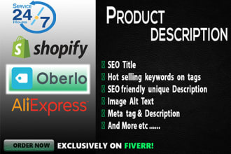 write product description with SEO title and tag