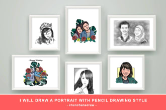 draw a portrait with simple pencil drawing style
