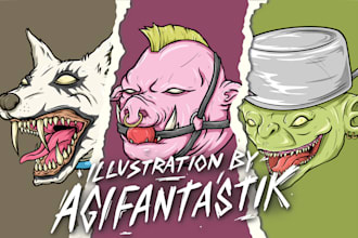 create monster head illustration for nft and other