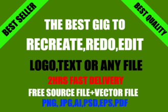 redo, remake, recreate, resize, edit logo jpg,png to vector