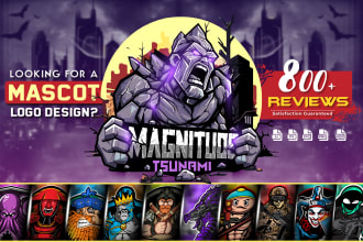craft custom esports logo, twitch initials and mascot design