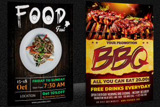 design food flyer, restaurant, steakhouse, cafe menu flyers