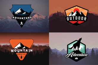 design mountain logo, adventure, outdoors, and camping
