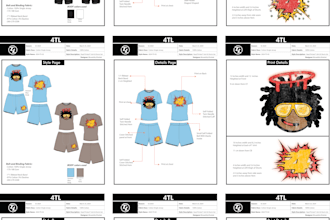 professional fashion design apparel clothing tech packs and technical sketch