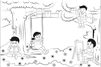 illustrate coloring book, coloring page for children