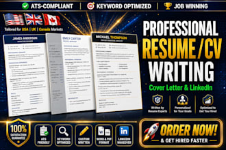 write edit professional UK USA canadian resume CV cover letter linkedin profile