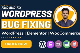 find and fix wordpress bug, elementor error or woocmmerce bug fast