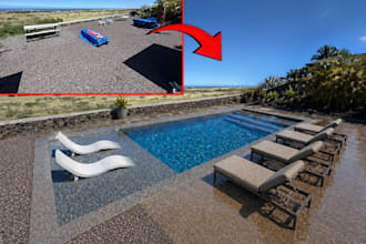 real estate photo editing,virtual staging,pool, landscaping
