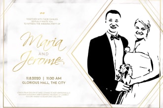 design a custom wedding invitations featuring silhouette