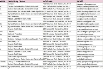provide realtor real estate agent list