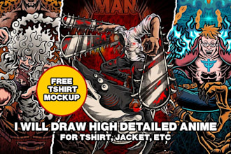 make high detailed anime manga tshirt design