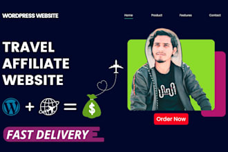 create travel affiliate marketing wordpress website for passive income