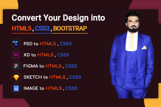 convert figma to html, psd to html, xd to html, bootstrap 5 responsive