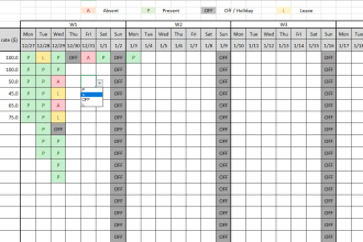 share template of weekly or monthly HR attendance payroll