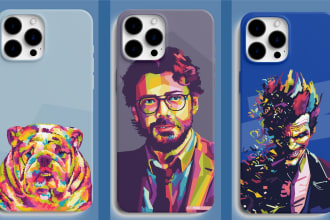 create an awesome phone case design with my pop art style