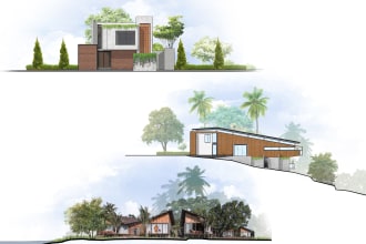 do artistic landscape architectural elevations and 2d plans