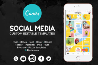 design social media fully custom editable canva templates