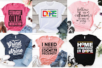 do typography, graphic t shirt and creative mug design