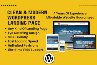 design and develop a wordpress landing page website