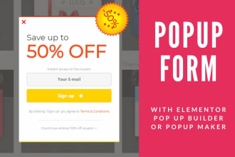 build wordpress pop up form, sign up form with in 2 hours