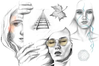 do any illustration with pencils, watercolors and photoshop