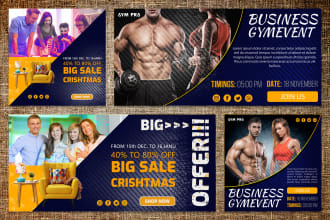 design fitness, gym, workout, sports media ads banners and cover