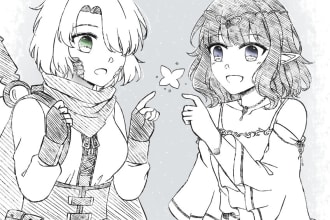 draw your character in anime pencil sketch style