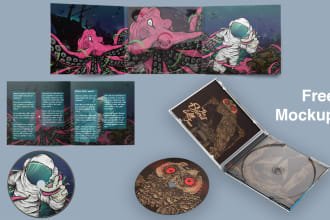 illustration artwork music album merchandise free mockup