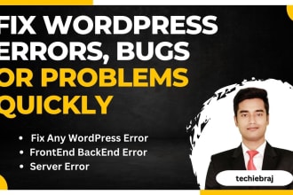fix wordpress site errors, bugs, or problems quickly