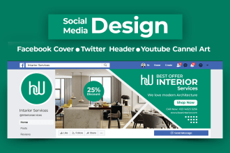 design attractive facebook cover, twitter header, youtube channel art