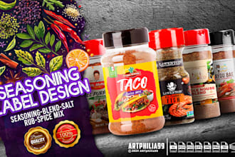 design a professional and unique seasoning spice or food label design